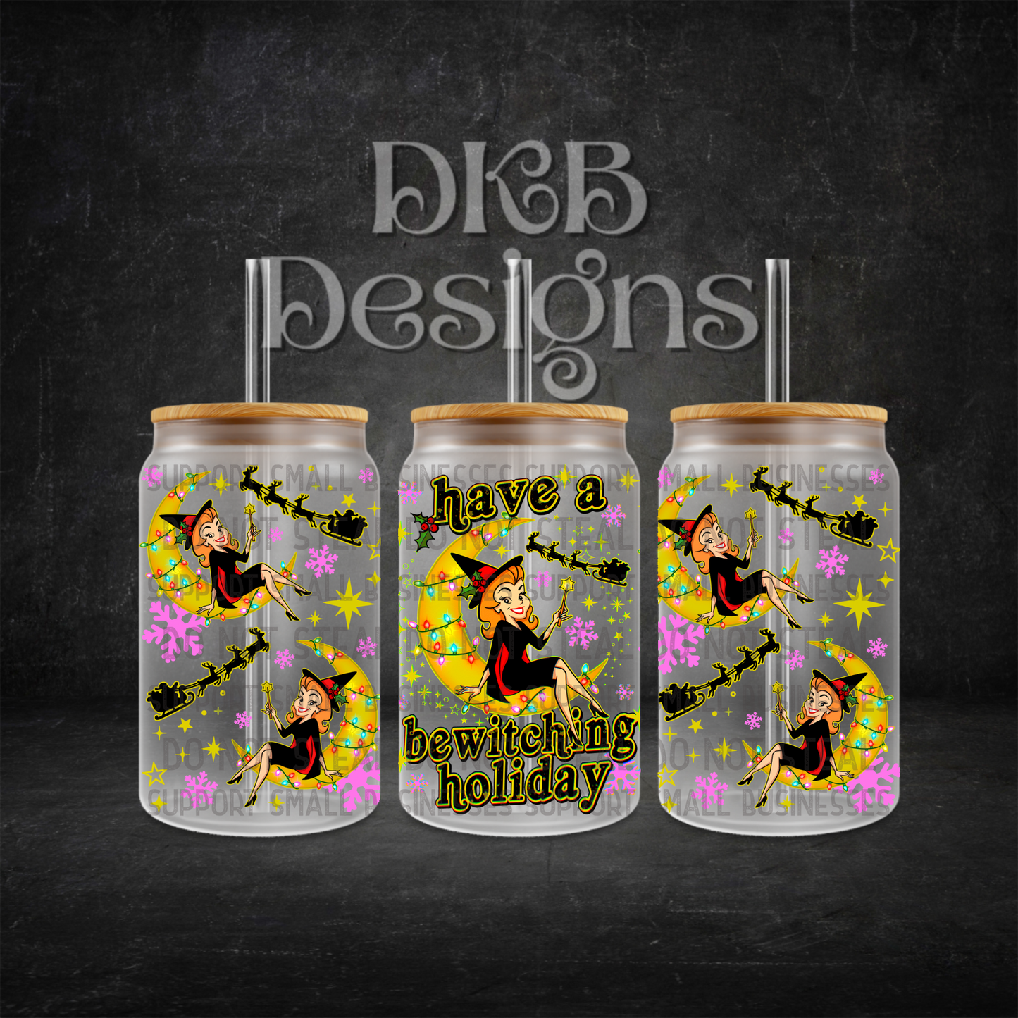 Bewitching holiday 16oz glass can UV DTF