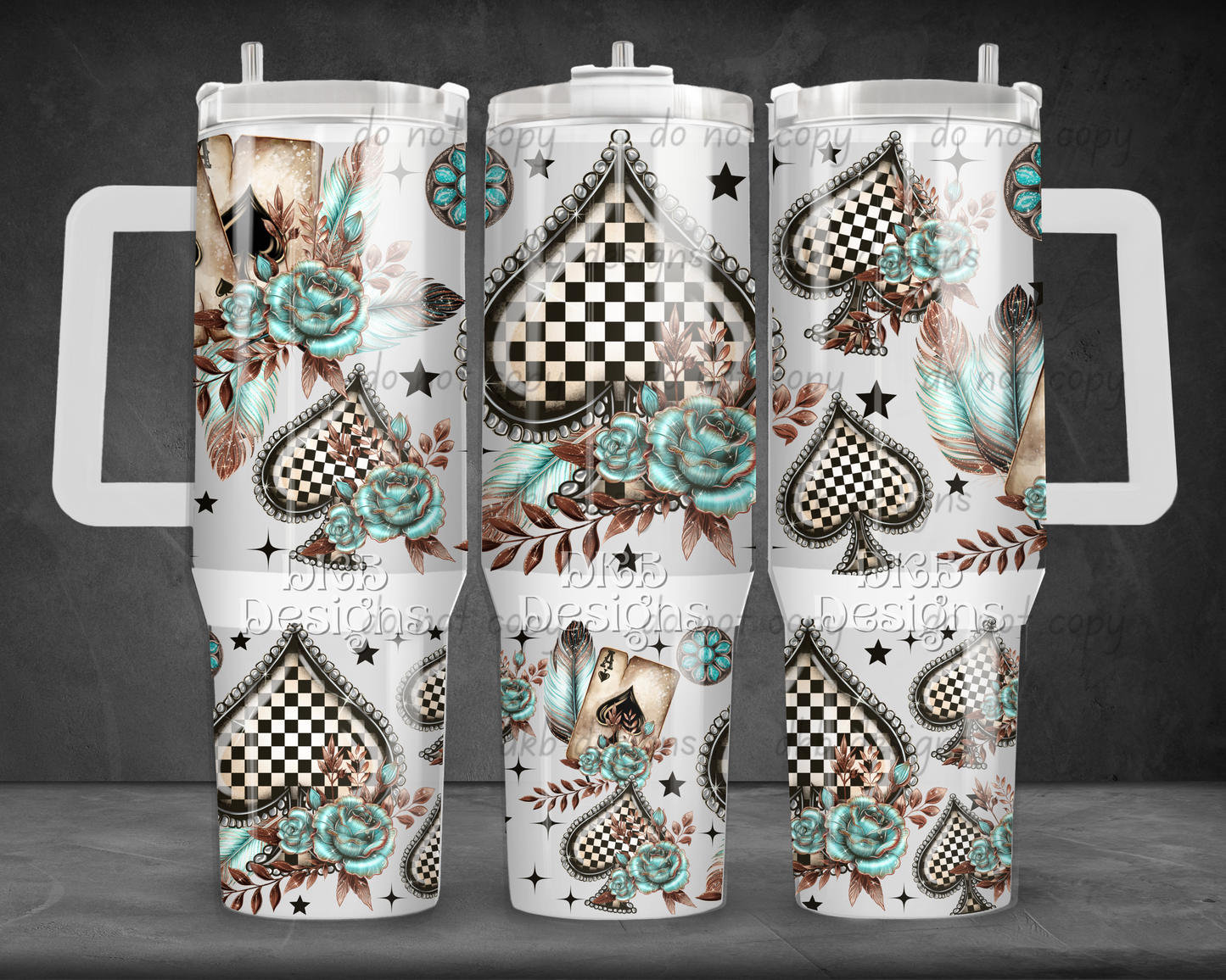 Checker spades 40oz Tumbler UV DTF