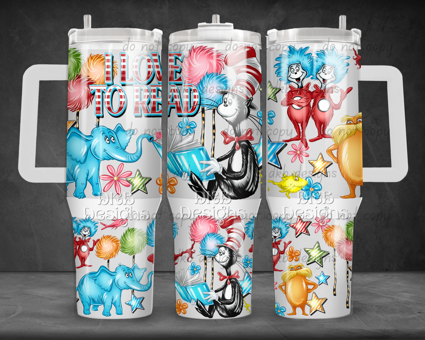 I love to read 40oz Tumbler UV DTF