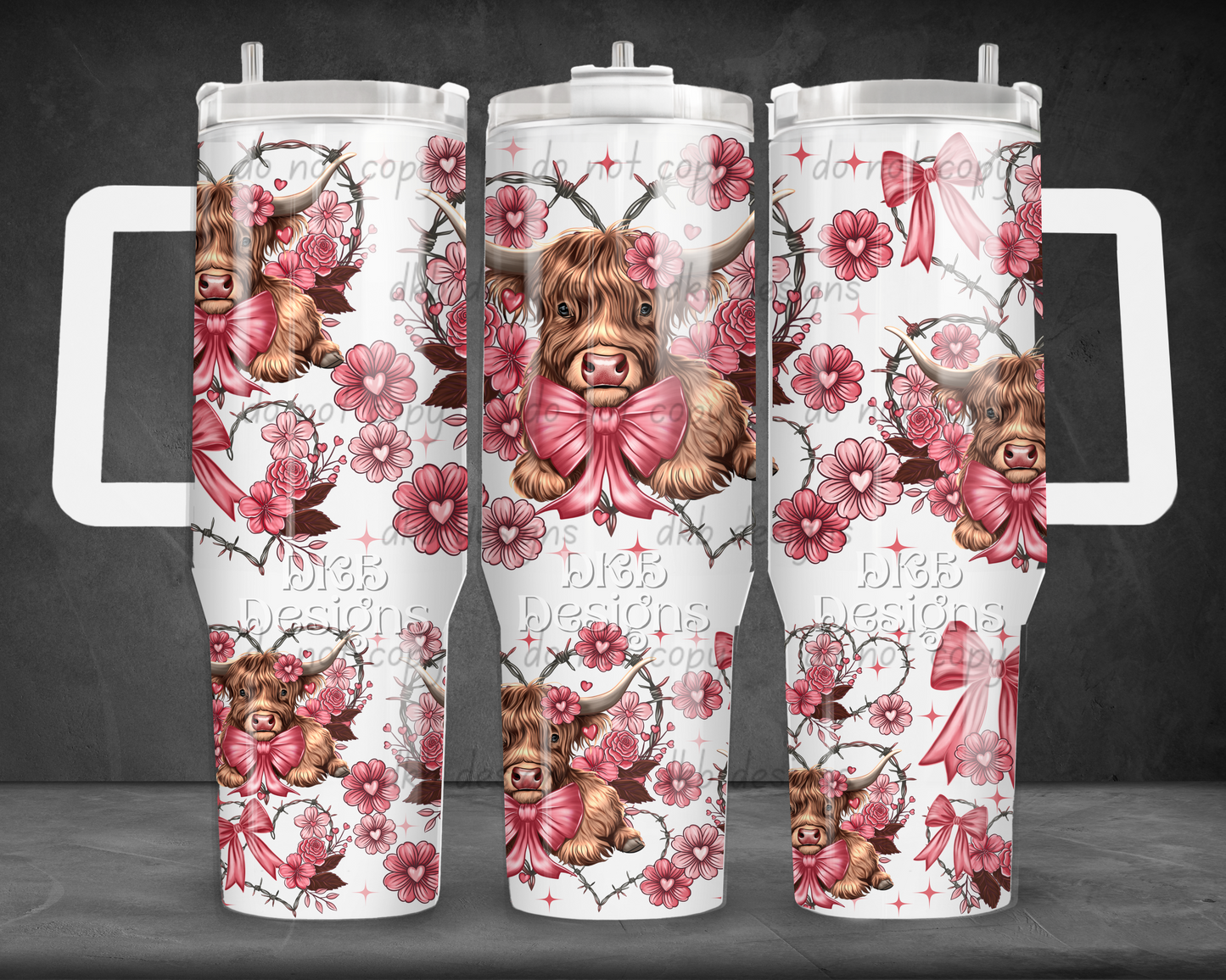 Valentine cow 40oz Tumbler UV DTF