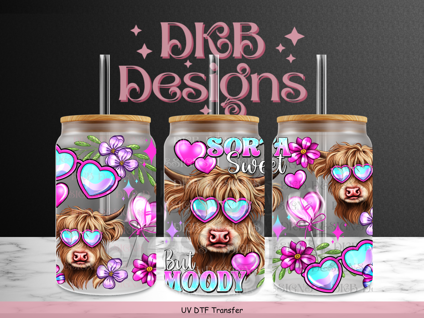 Sorta sweet but moody 16oz glass can UV DTF