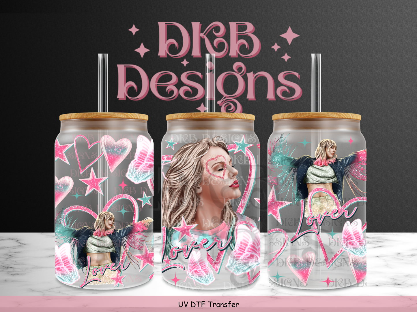 Lover 16oz glass can UV DTF