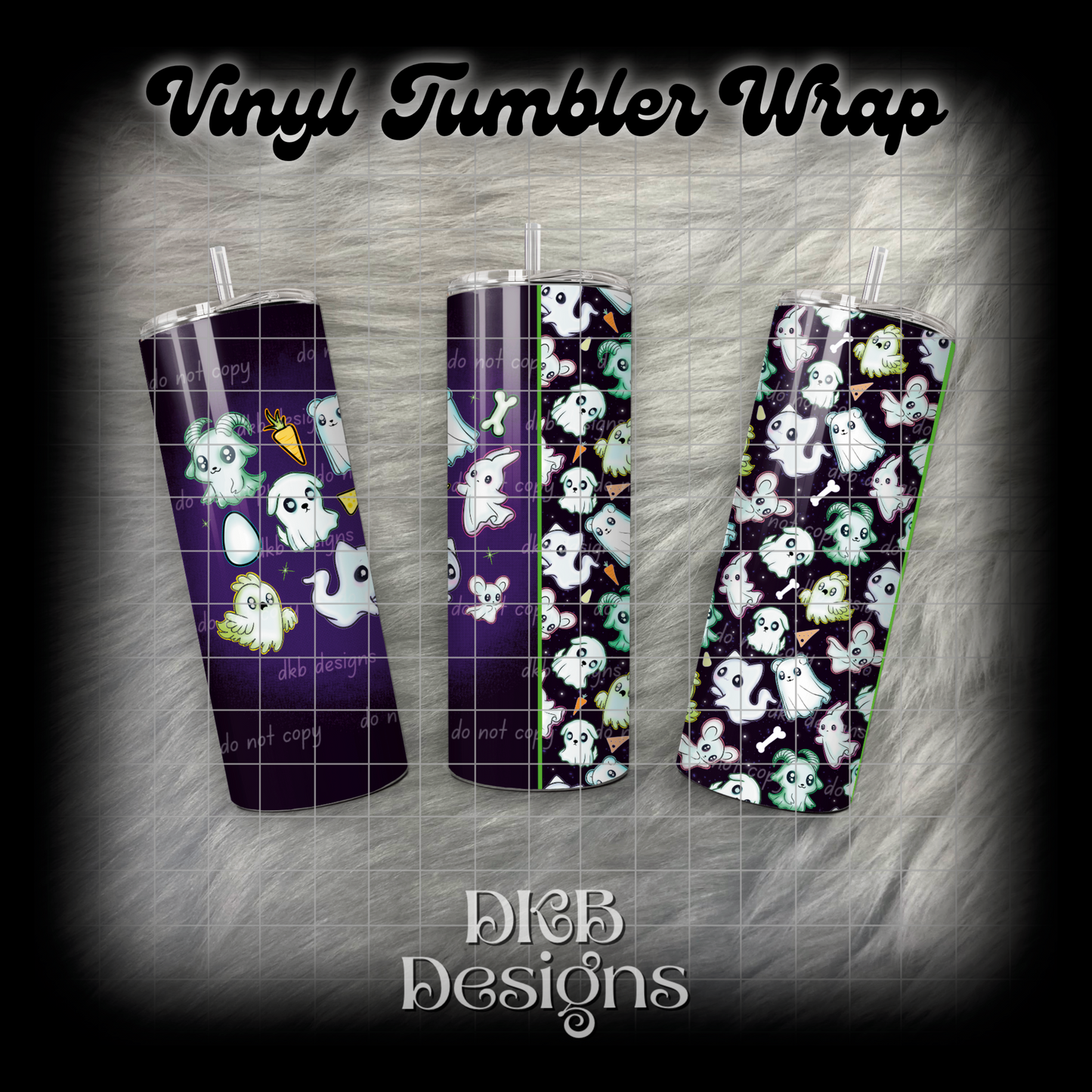 Ghost animals vinyl tumbler wrap