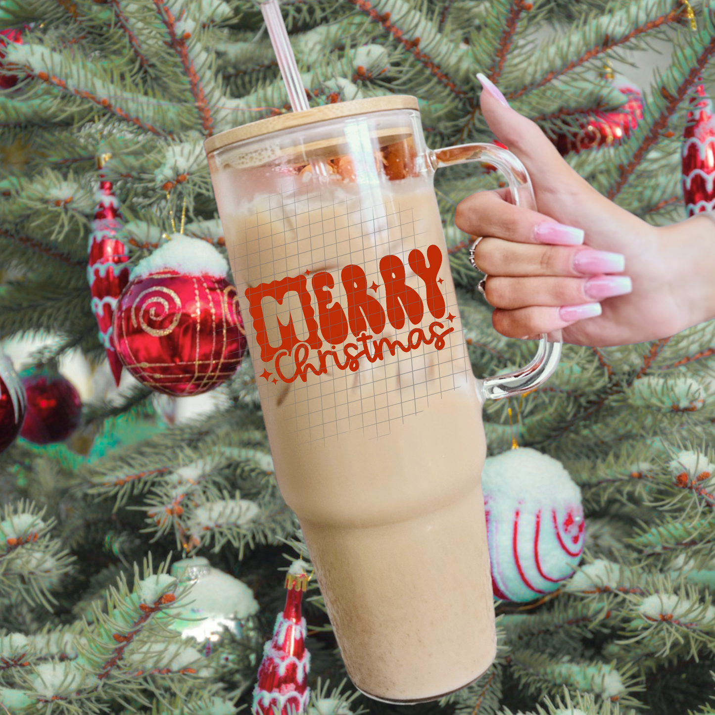 Merry Christmas red UV DTF