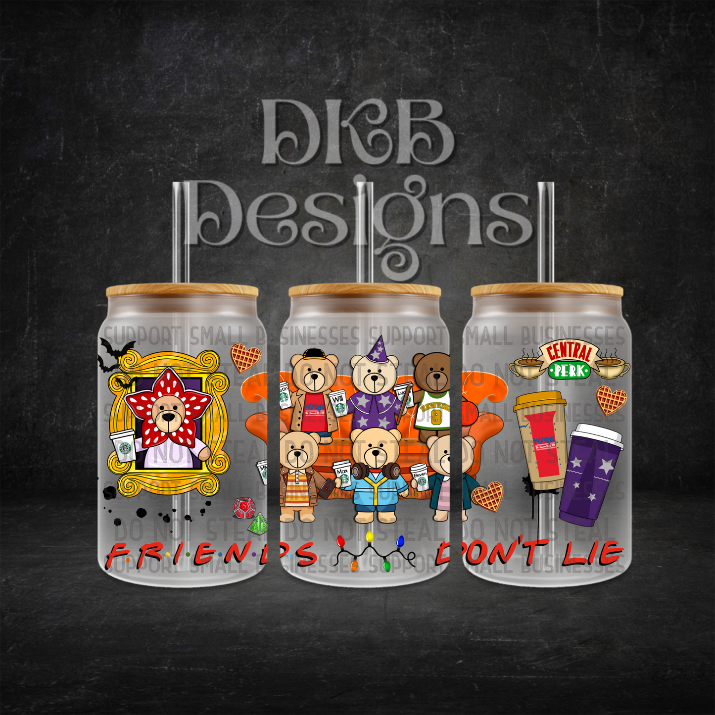 Friends 16oz glass can UV DTF