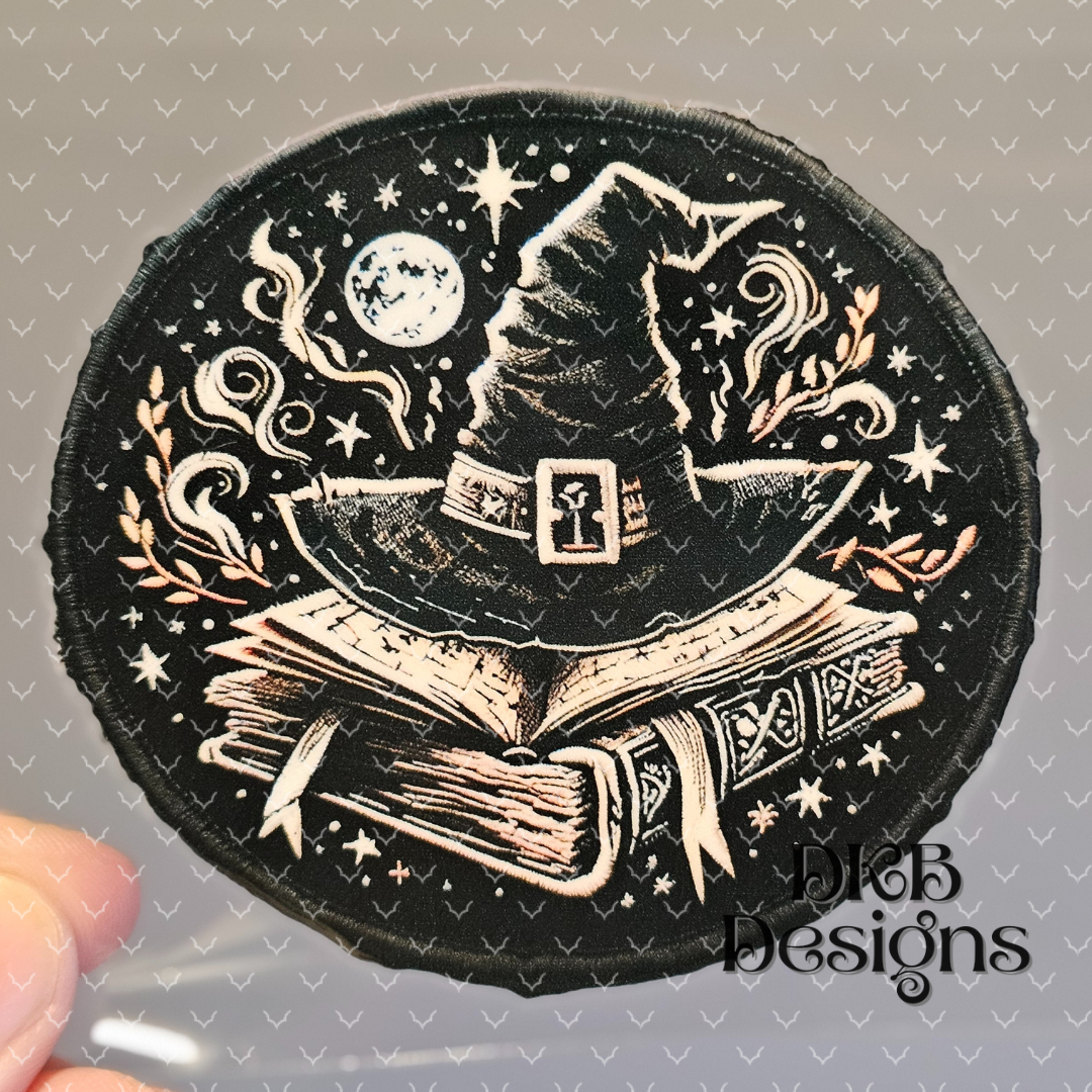 Witches hat distressed patch (faux embroidery) UV DTF