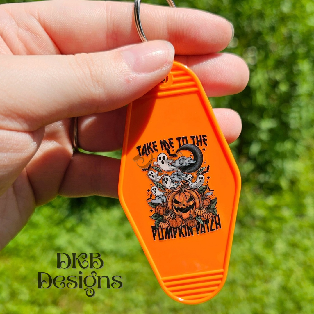 Take me to the pumpkin patch UV DTF keychain decal