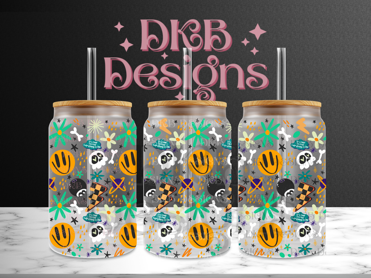 Positively rad 16oz glass can UV DTF