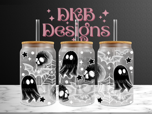 Inverted Spooky 16oz glass can UV DTF