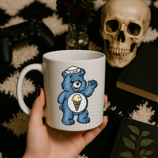 Blue stranger bear UV DTF