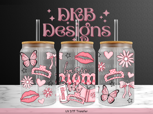 Basic mom 16oz glass can UV DTF