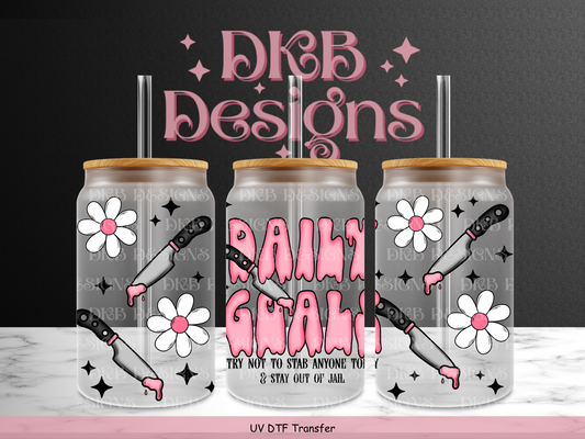 Pink Daily Goals 16oz glass can UV DTF