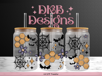 Honeycomb Bats 16oz glass can UV DTF