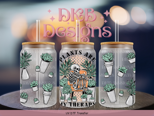 Plant therapy 16oz glass can UV DTF