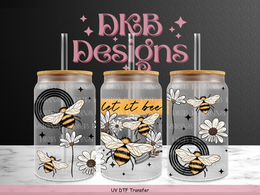 Let it bee 16oz glass can UV DTF