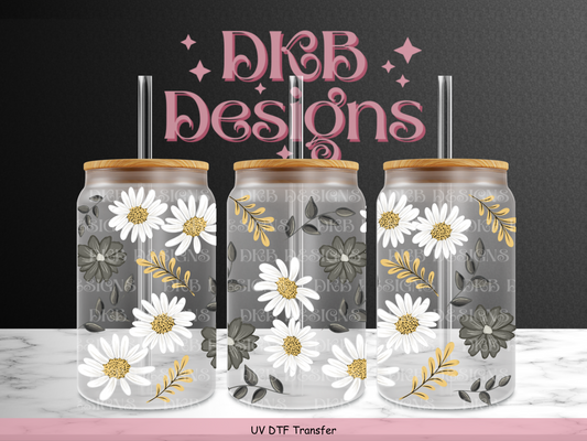 Daisy 16oz glass can UV DTF