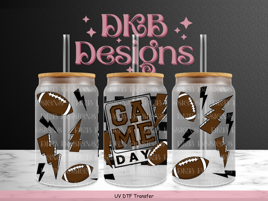 Game day 16oz glass can UV DTF