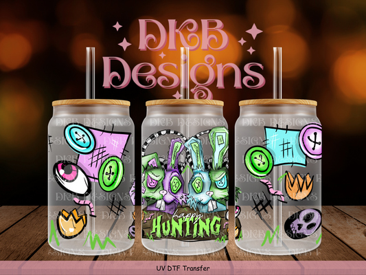 Happy Hunting 16oz glass can UV DTF