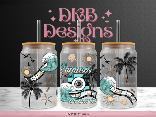 Summer memories 16oz glass can UV DTF