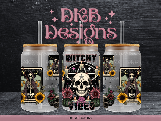 Witchy vibes 16oz glass can UV DTF