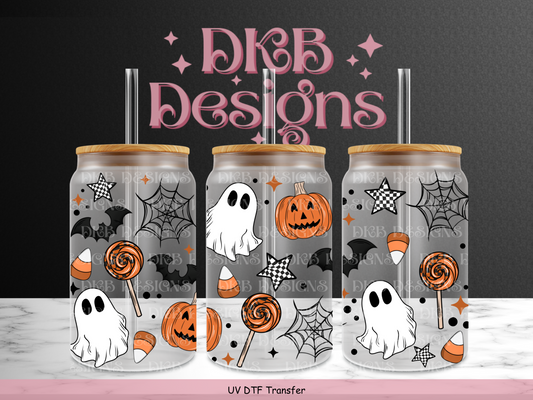 Spooky things 16oz glass can UV DTF