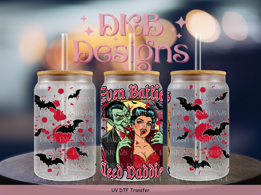 Batties 3 16oz glass can UV DTF