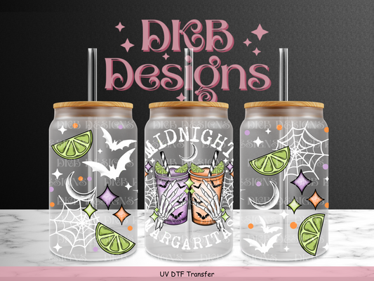 Midnight margaritas (white) 16oz glass can UV DTF