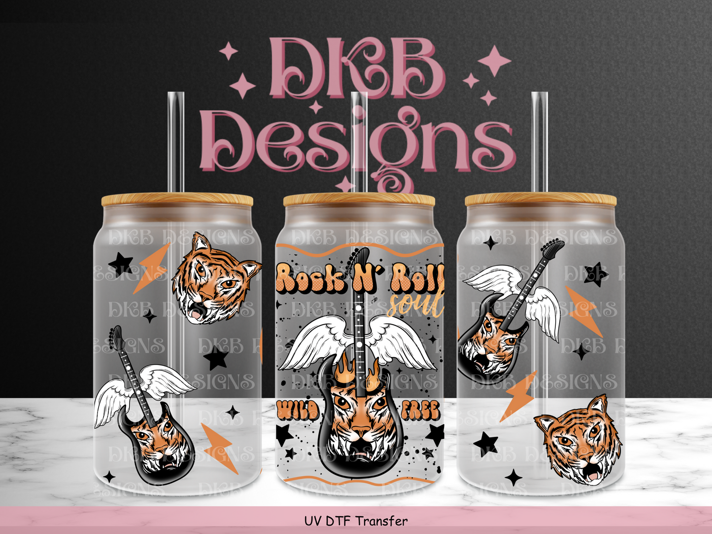 Rock n' roll soul 16oz glass can UV DTF