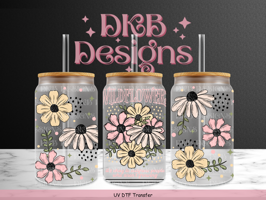 Wildflowers 16oz glass can UV DTF