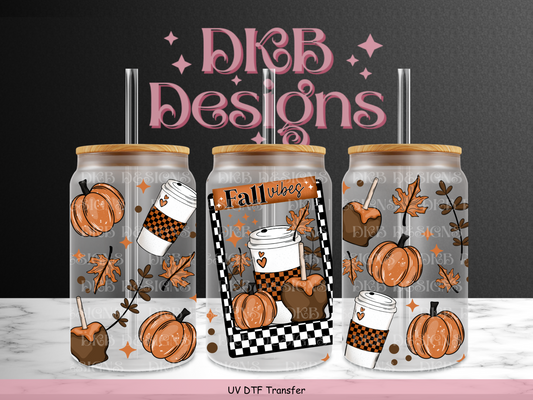 Fall vibes 16oz glass can UV DTF