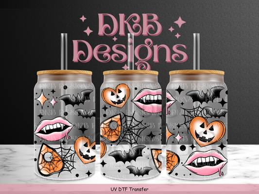 Halloween tattoos 16oz glass can UV DTF