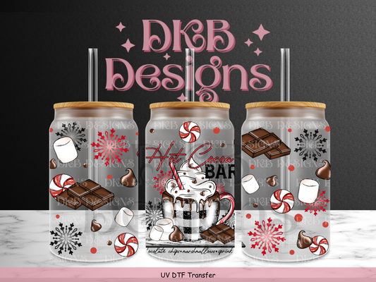 Hot cocoa bar 16oz glass can UV DTF