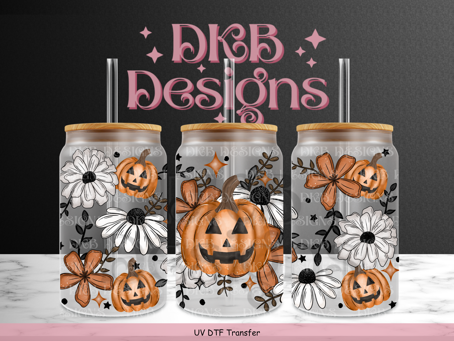 Fall florals 16oz glass can UV DTF