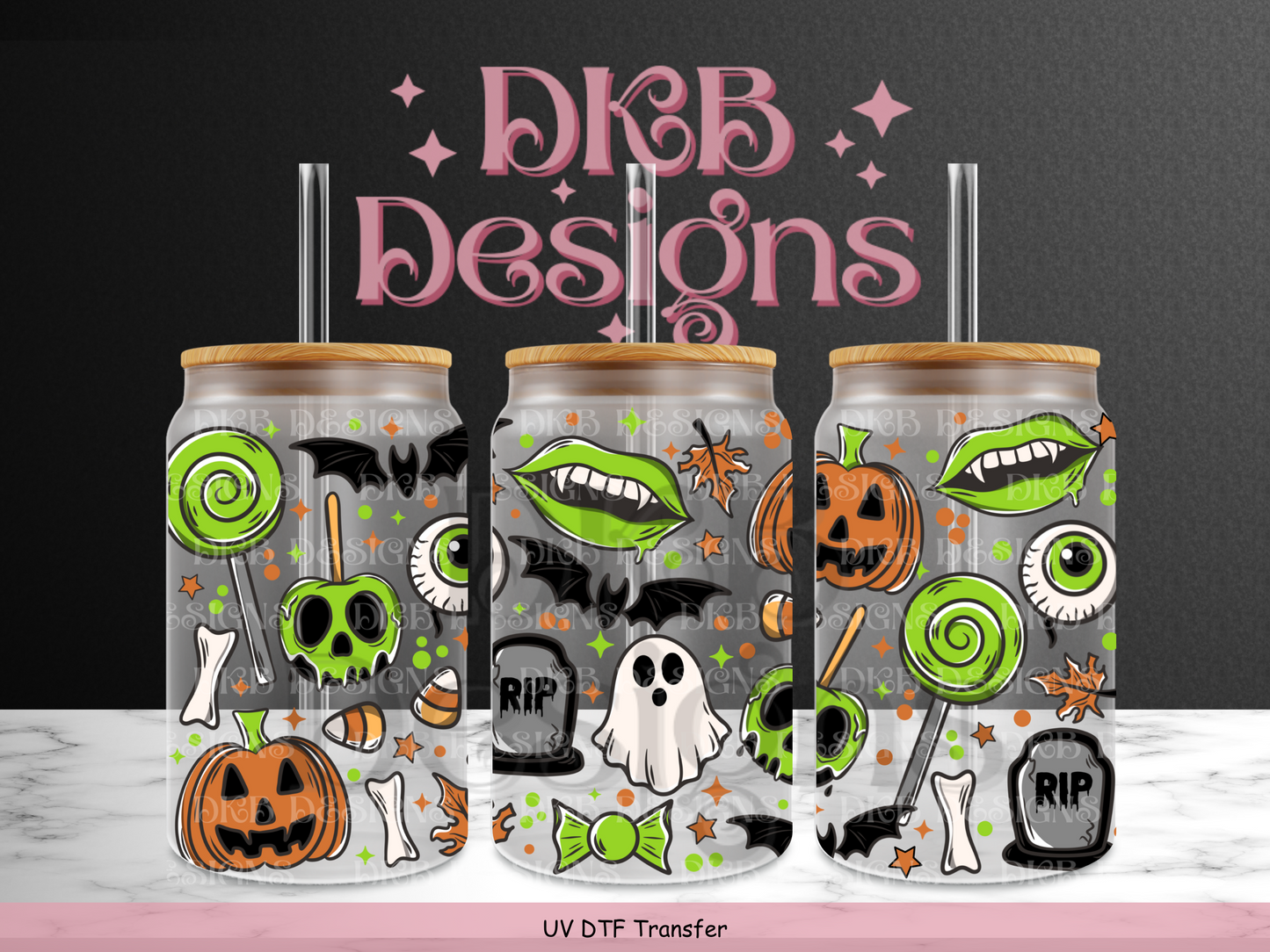 October (green) 16oz glass can UV DTF