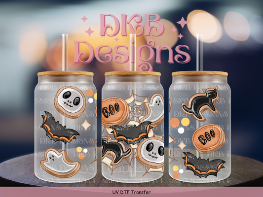 Halloween treats 16oz glass can UV DTF