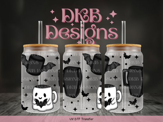 Spooky mugs (black/black)  16oz glass can UV DTF