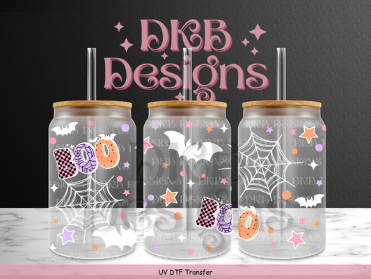 Boo (white) 16oz glass can UV DTF