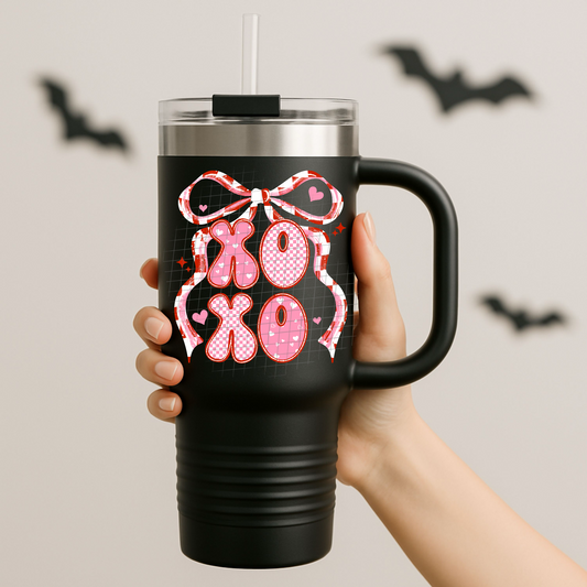 Xoxo pink & red bow UV DTF