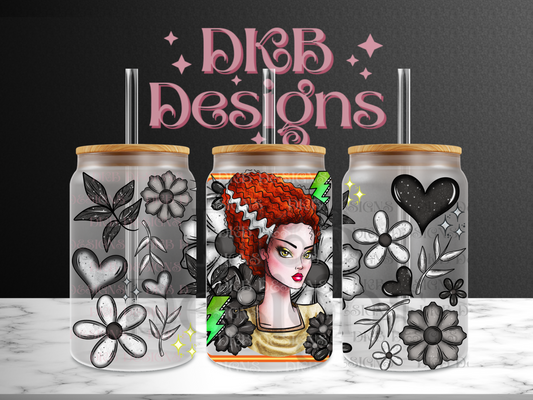 Bride 16oz glass can UV DTF