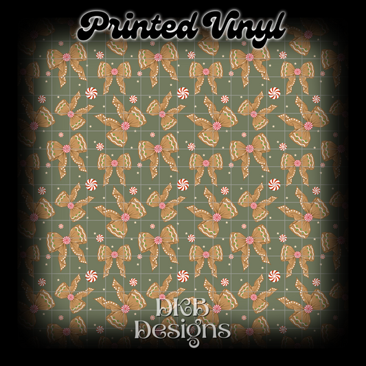 Gingerbread bow Printed Vinyl