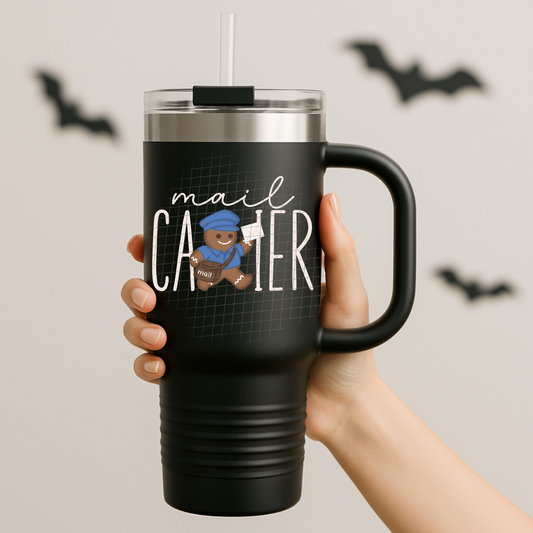 Blue mail carrier gingerbread UV DTF