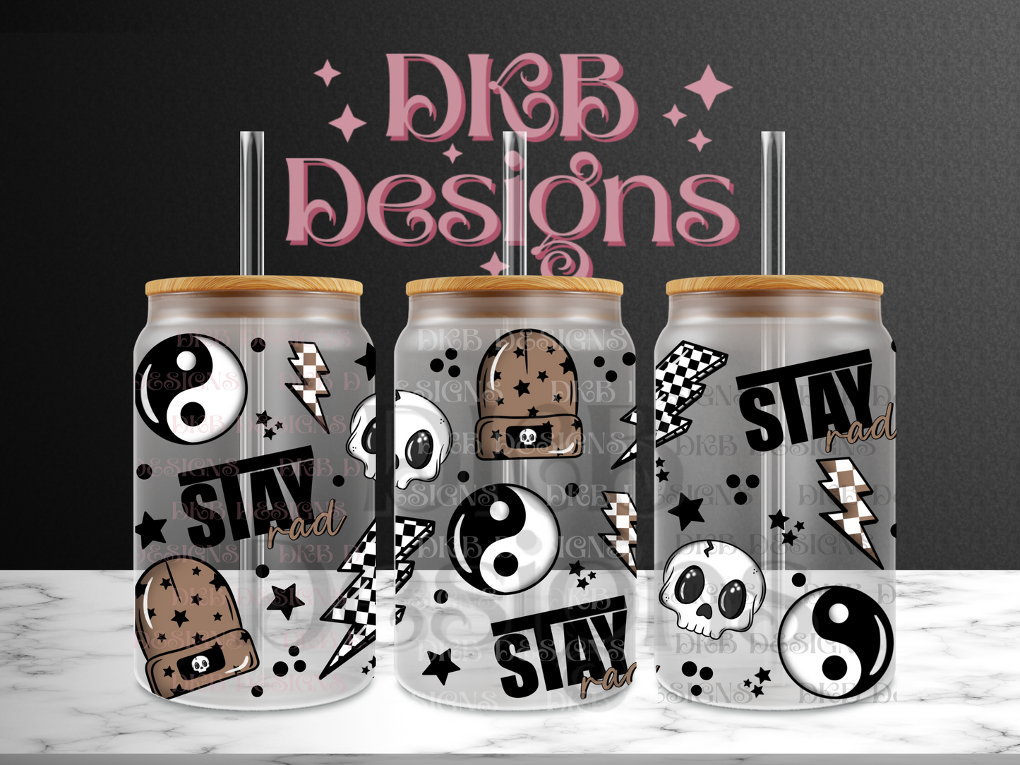 Stay rad 16oz glass can UV DTF