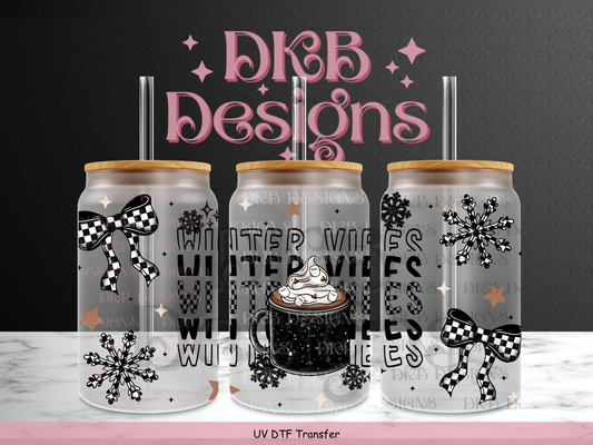 Winter vibes 16oz glass can UV DTF