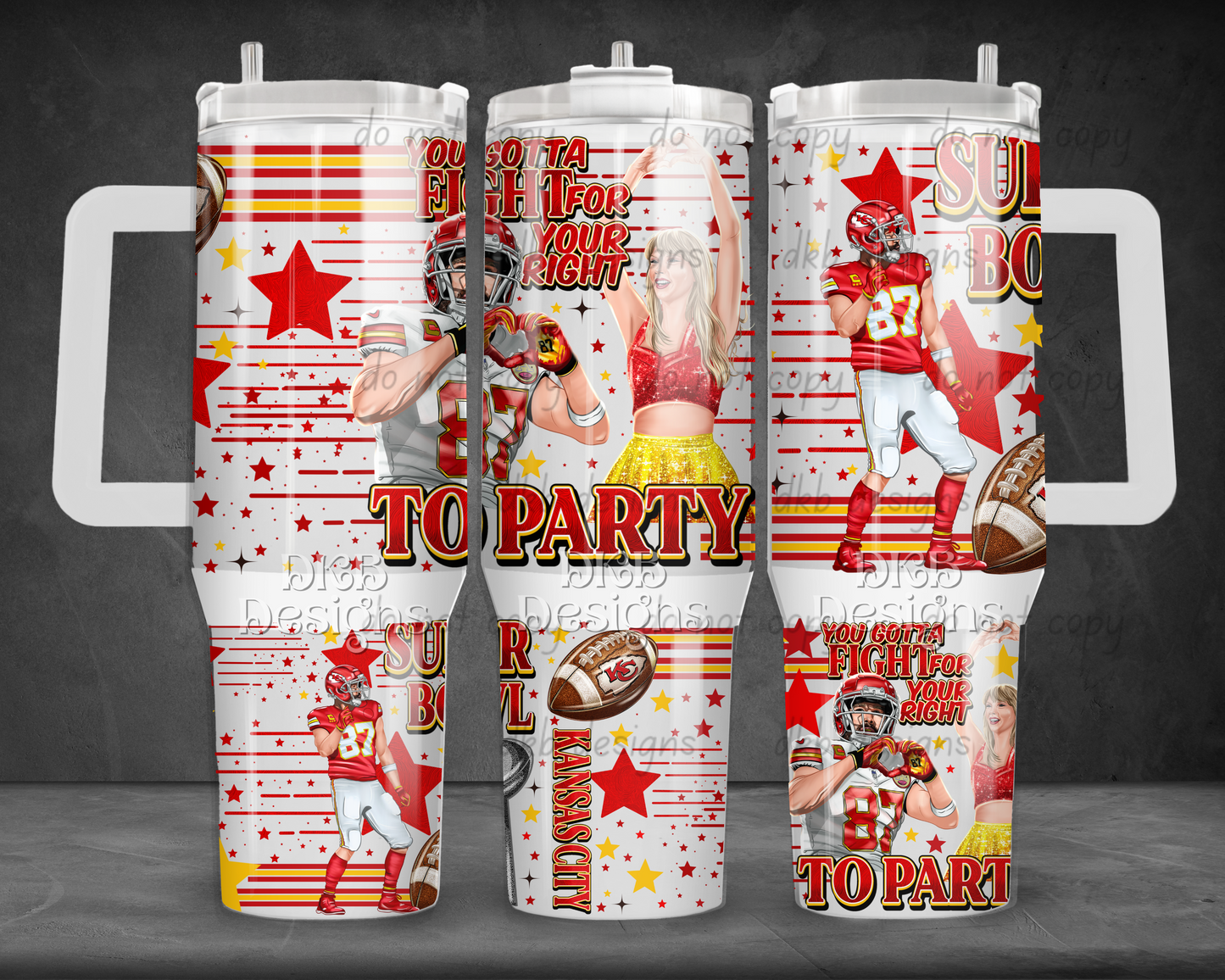 Red party 40oz Tumbler UV DTF