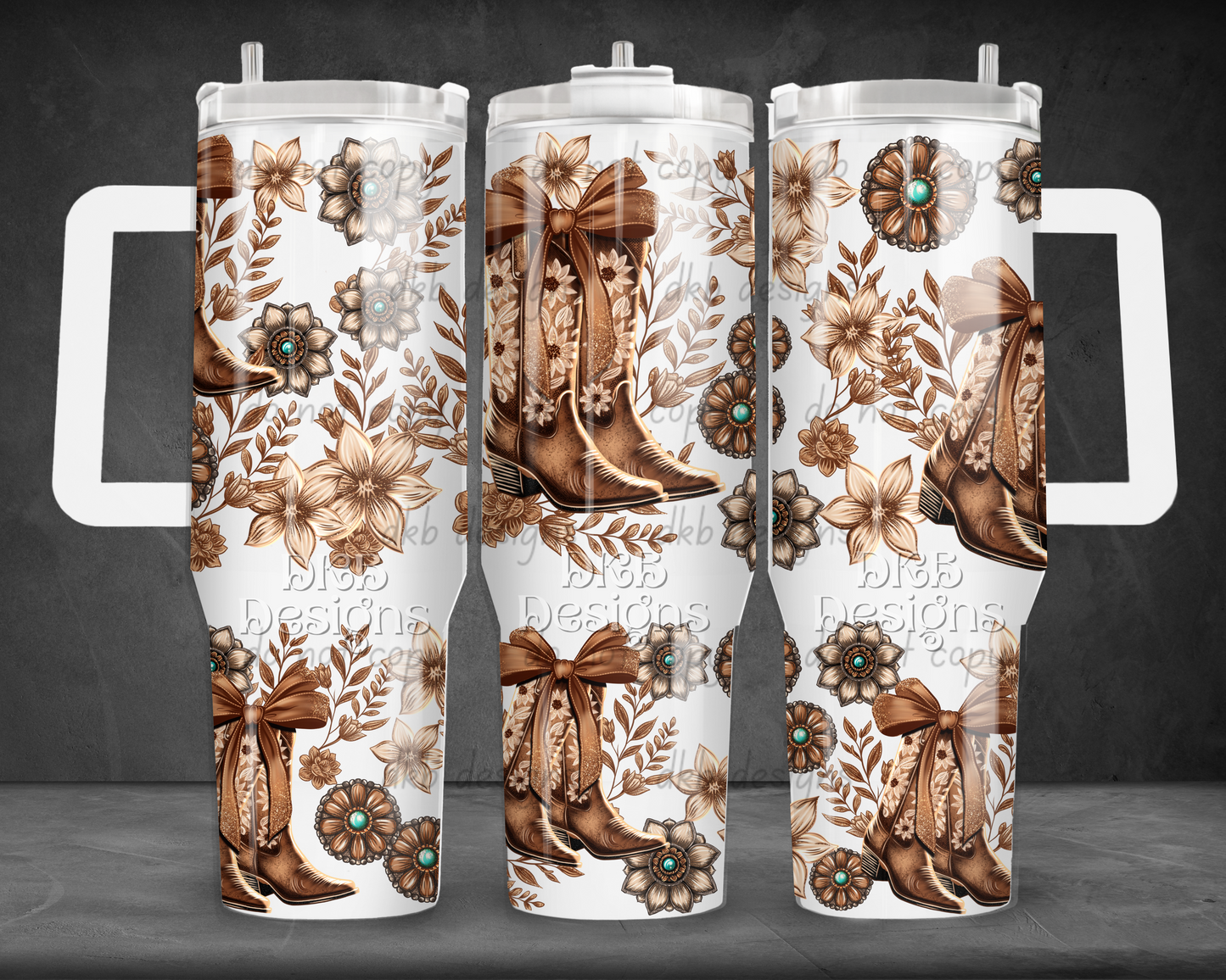 Floral boots 40oz Tumbler UV DTF