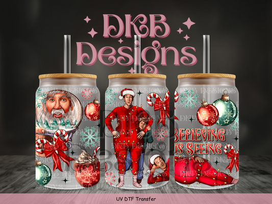 Believing 16oz glass can UV DTF