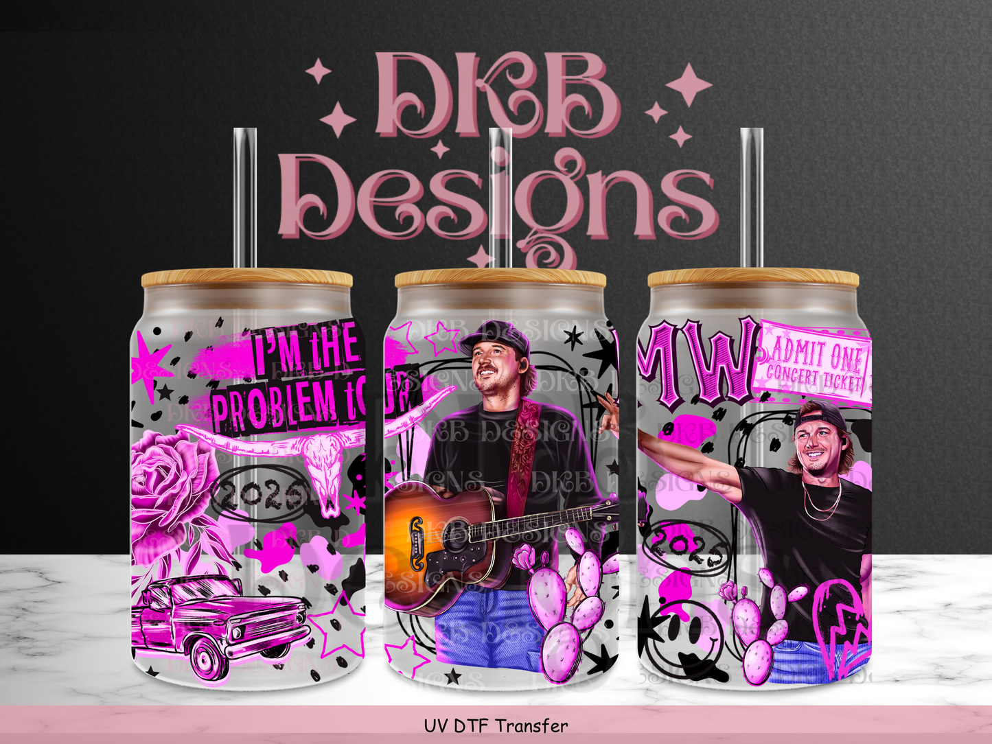 I'm the problem pink 16oz glass can UV DTF