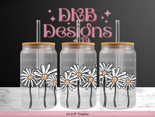 Daisy 16oz glass can UV DTF