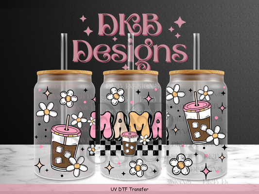 Mama 16oz glass can UV DTF