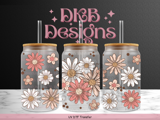 Spring florals 16oz glass can UV DTF